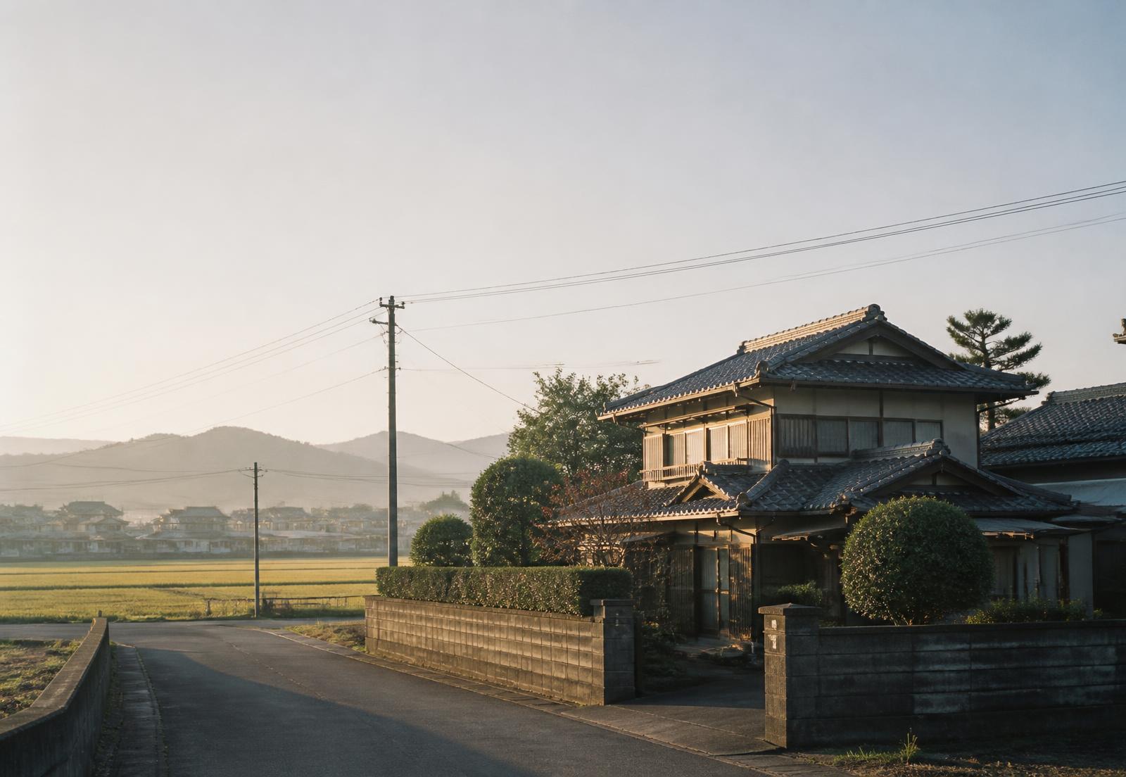下野市の住宅地と田園風景
